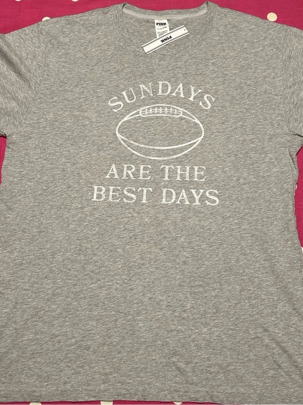 PINK Victoria's Secret Grey Graphic 'Sundays Are The Best Days' Tee